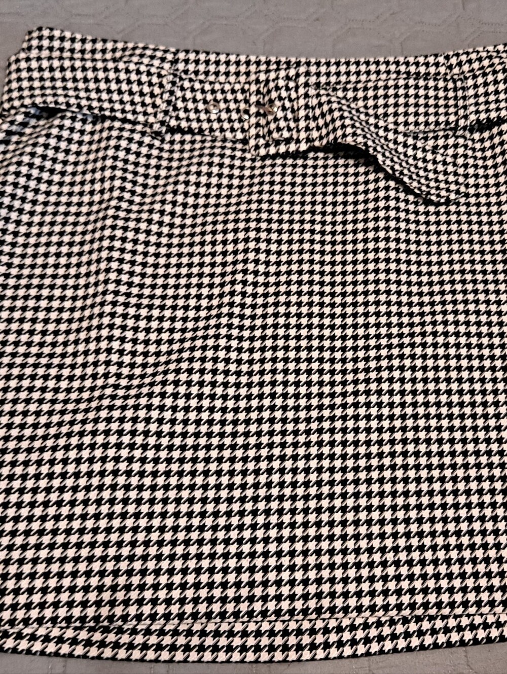 Nine West Black & White Houndstooth Mini Skirt Size 14